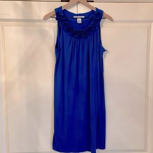 BOGO - Blue Sleeveless Dress with Ruffle Neckline